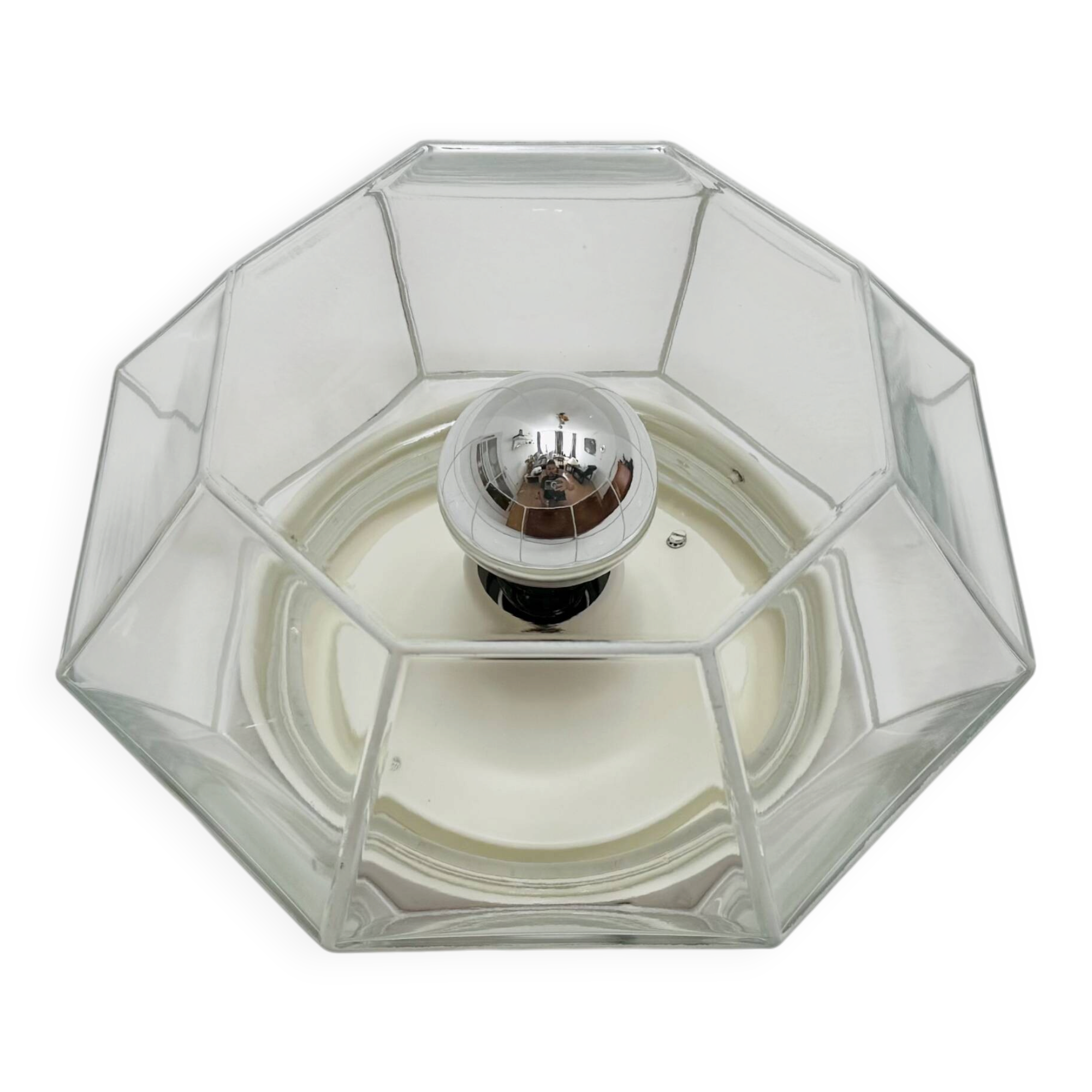 White Flush Light or Wall Lamp by Glashütte Limburg
