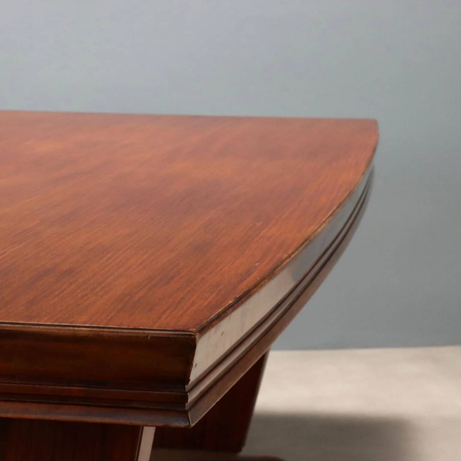 Large vintage wooden and brass table, design, Italy, 1940s-1950s