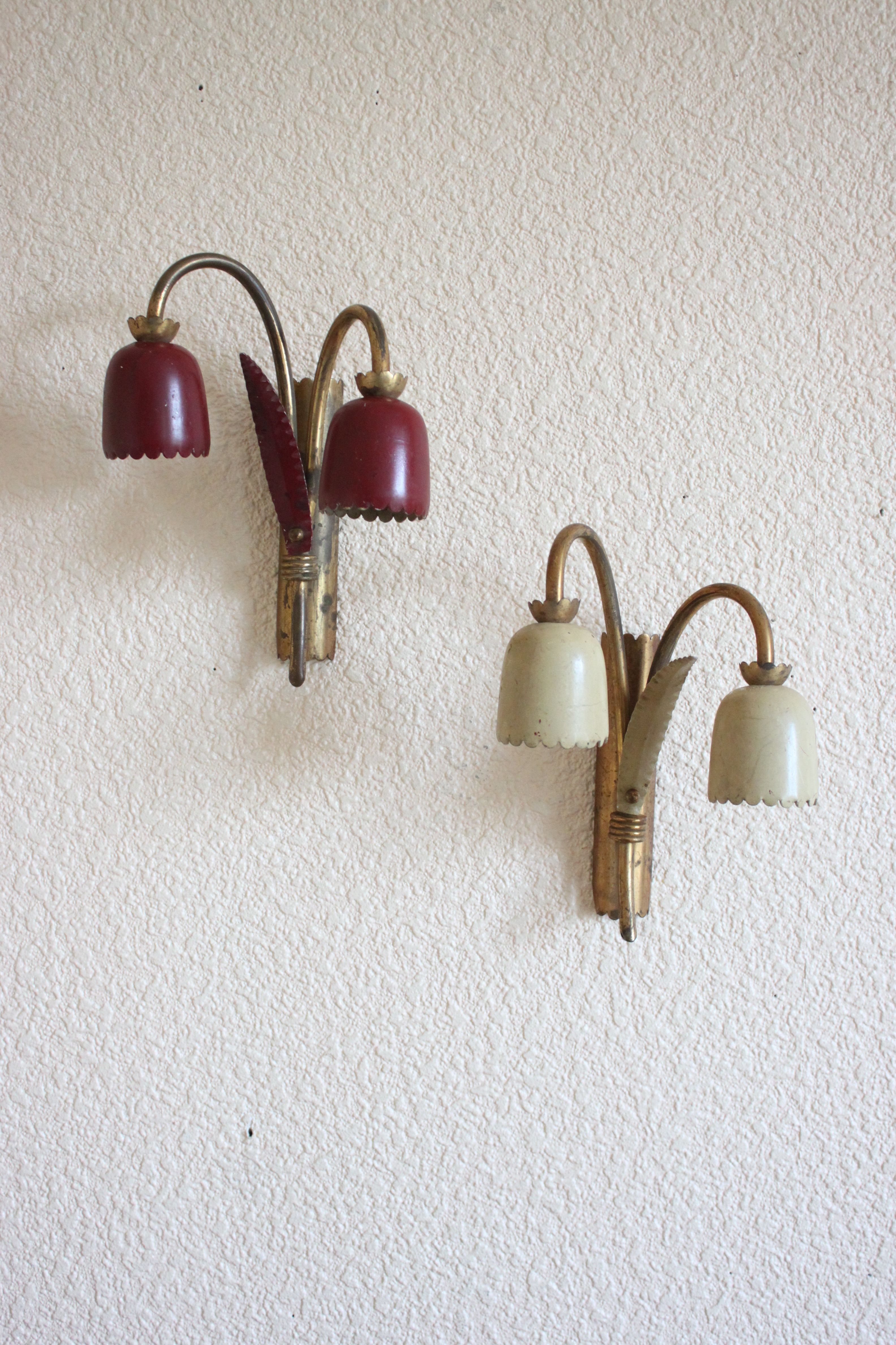 3 wall lamp, lily of the valley, from the 40s, vintage