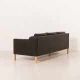 Stouby black leather sofa, Denmark 1970s