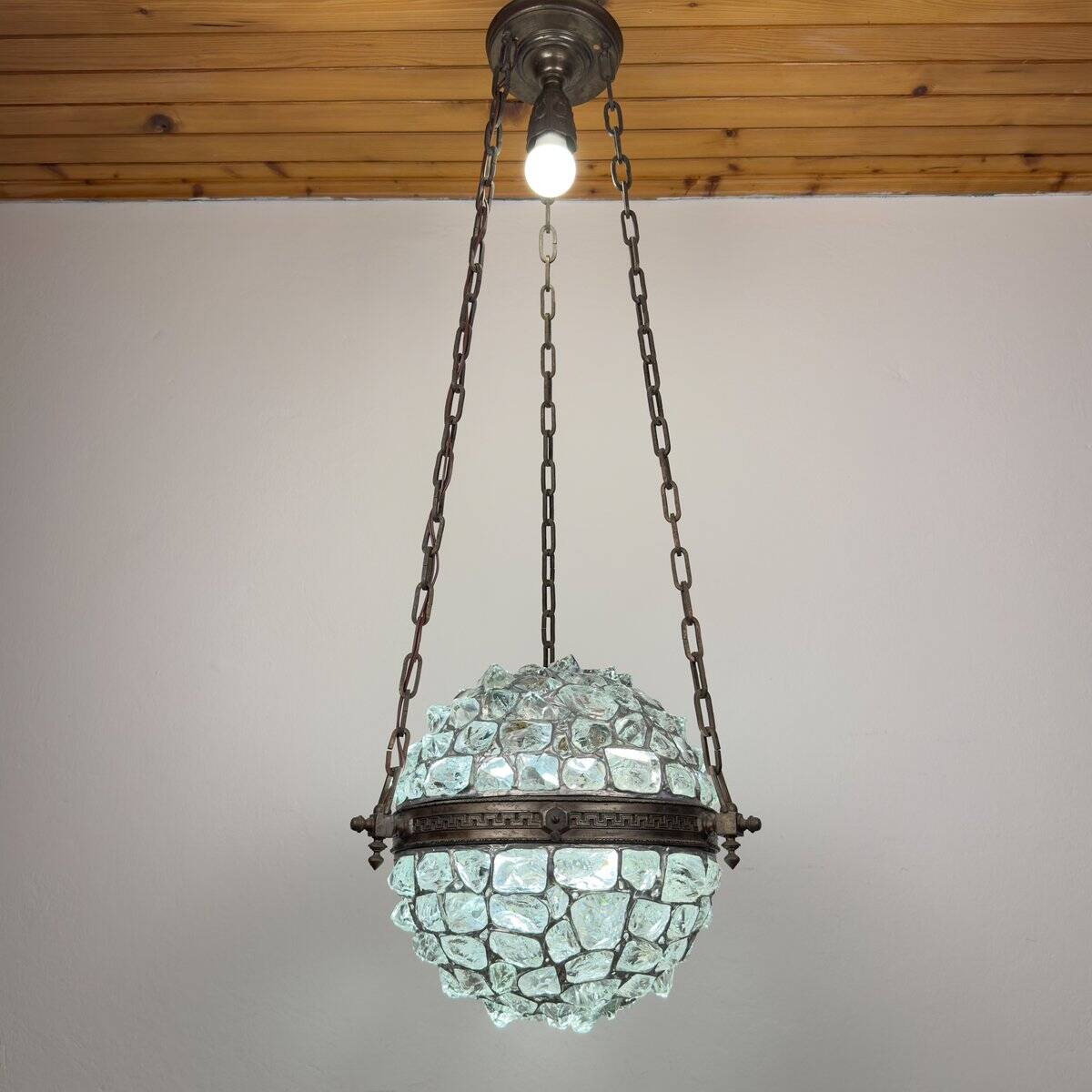 Antique style Art Nouveau chandelier with chains, Austria, 1890s