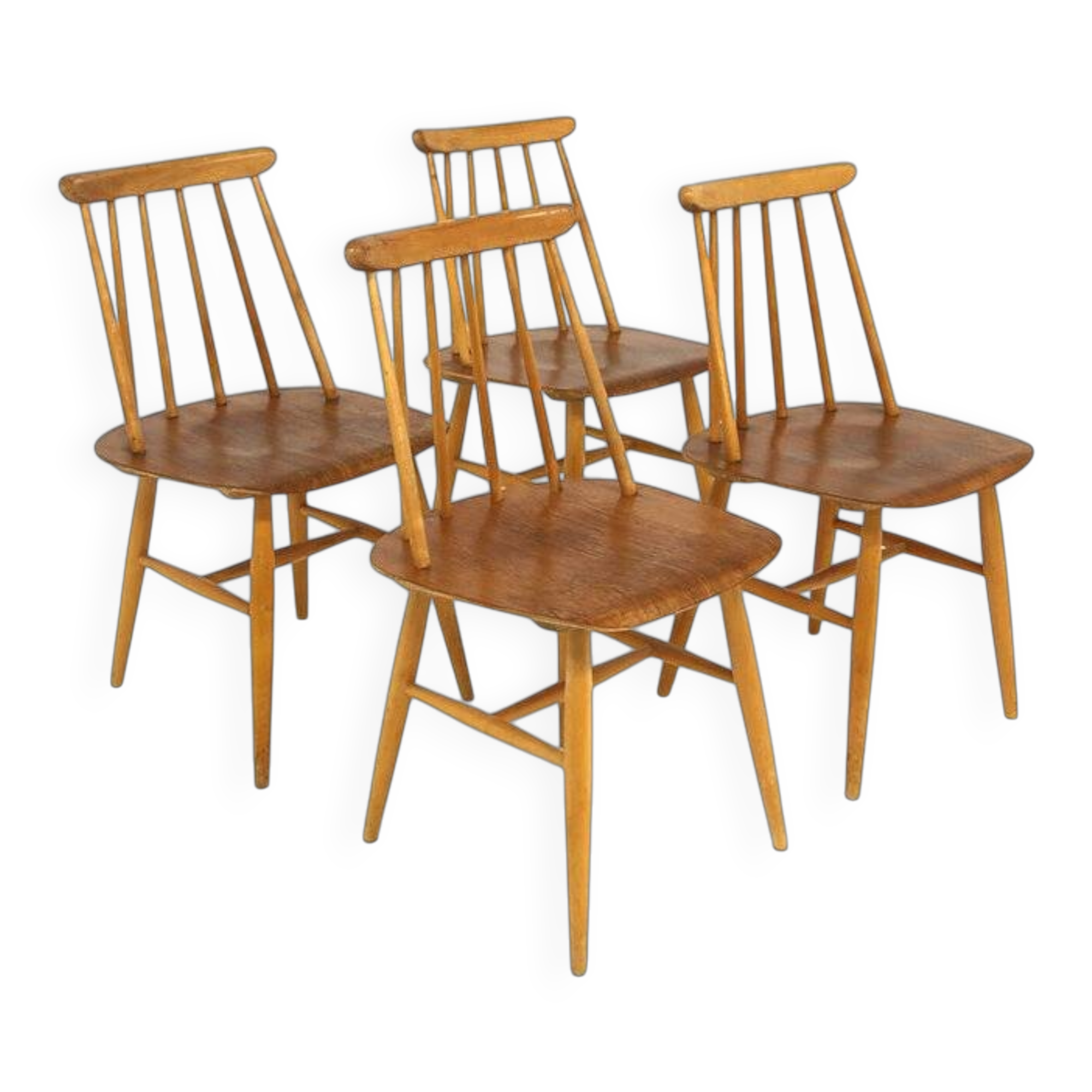 Set of 4 teak "Fanett" chairs by Ilmari Tapiovaara, Sweden, 1960