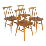 Set of 4 teak "Fanett" chairs by Ilmari Tapiovaara, Sweden, 1960
