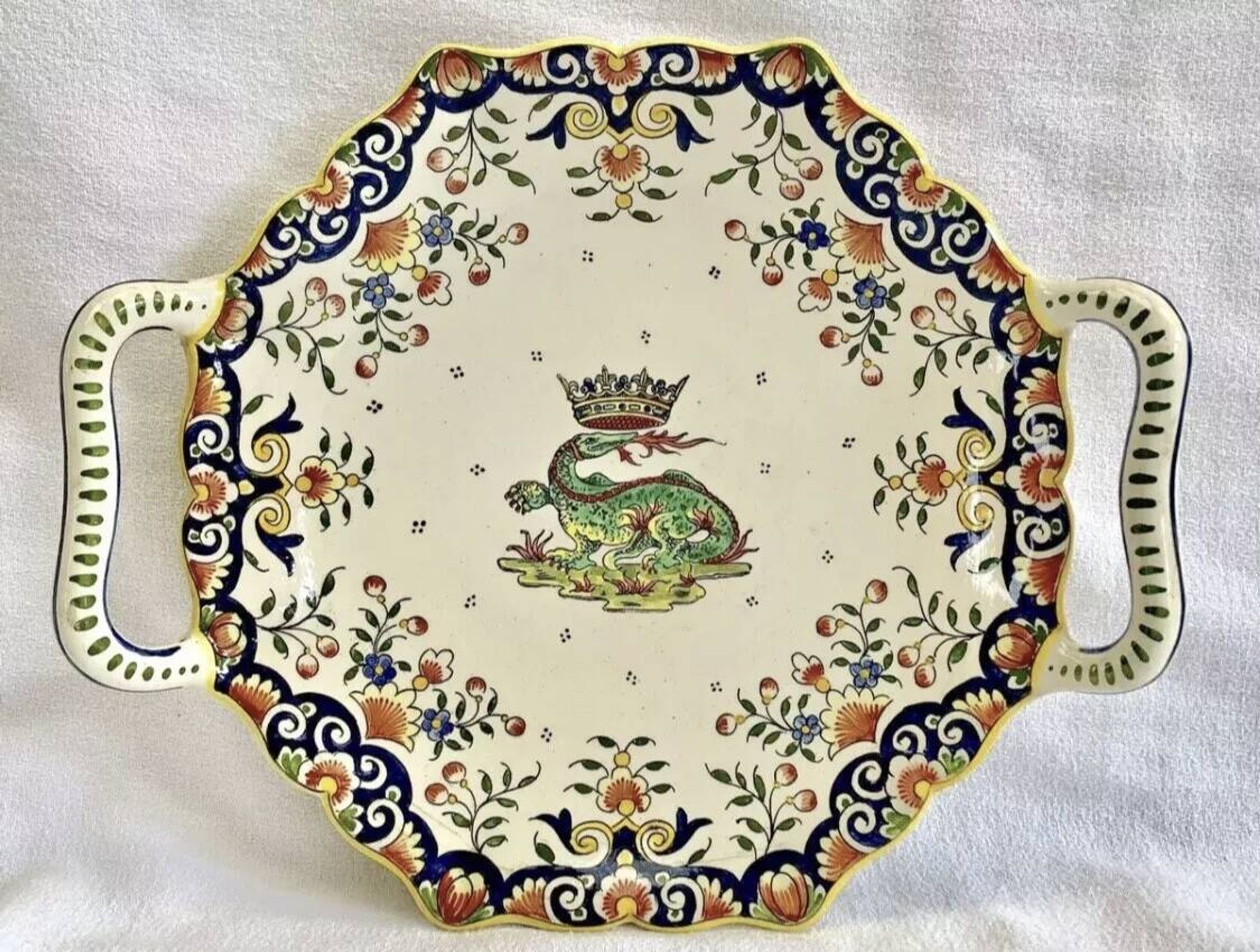 Antique Desvres Rouen fruit bowl, Blois François 1er model