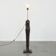 Hand-Carved Antique Wooden Floor Lamp with Lion Head