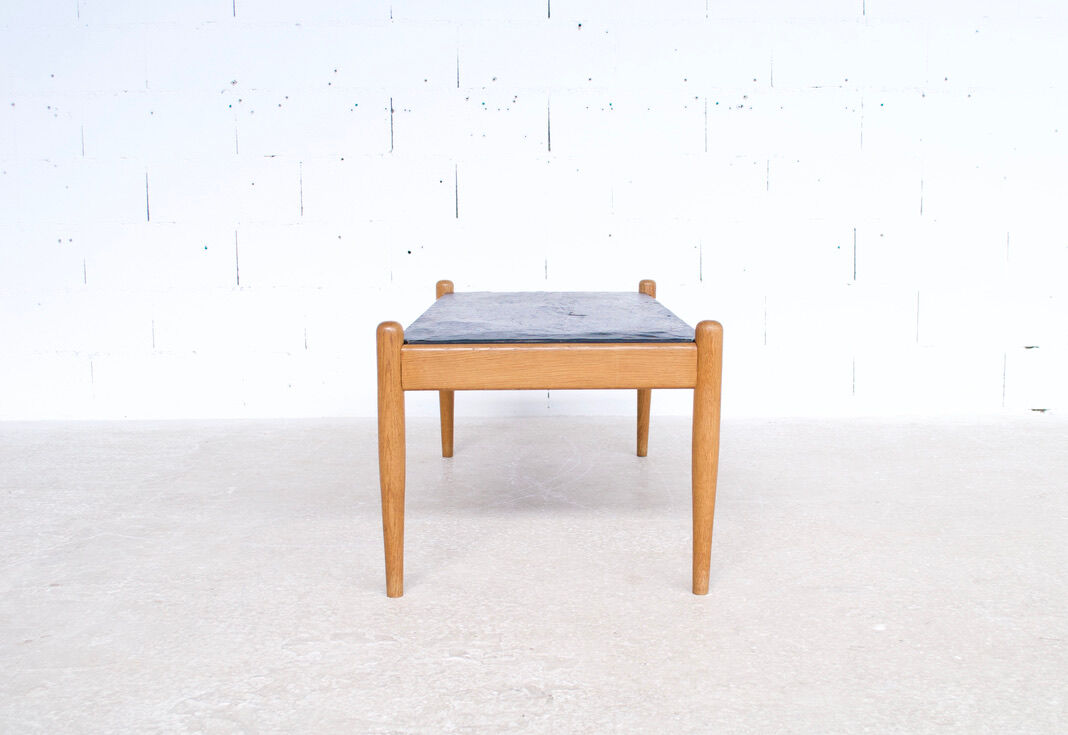 Scandinavian coffee table oak and slate 60's