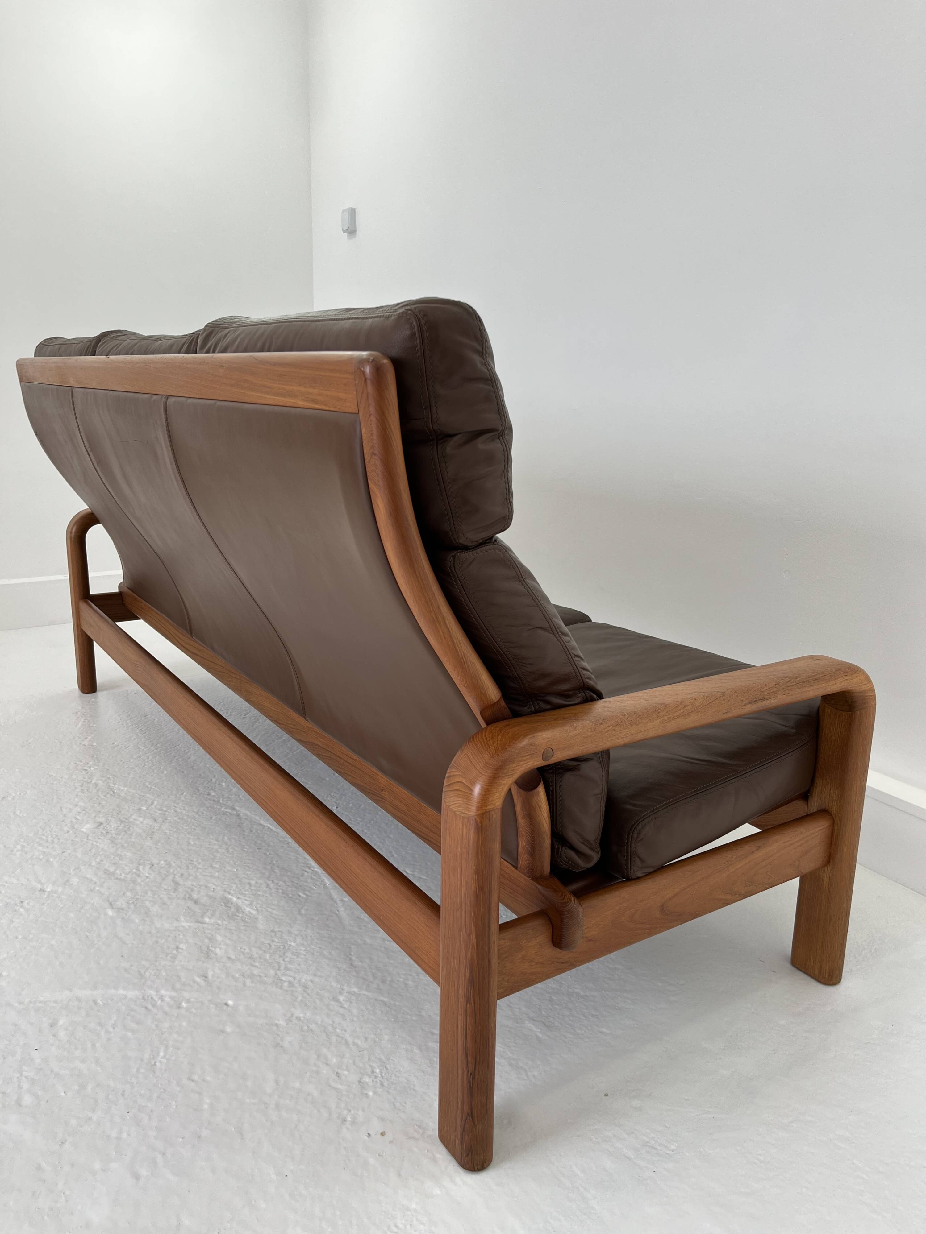 Mid-Century Leather 3-Seater Sofa by .L. Olsen & Søn, Denmark, 1960