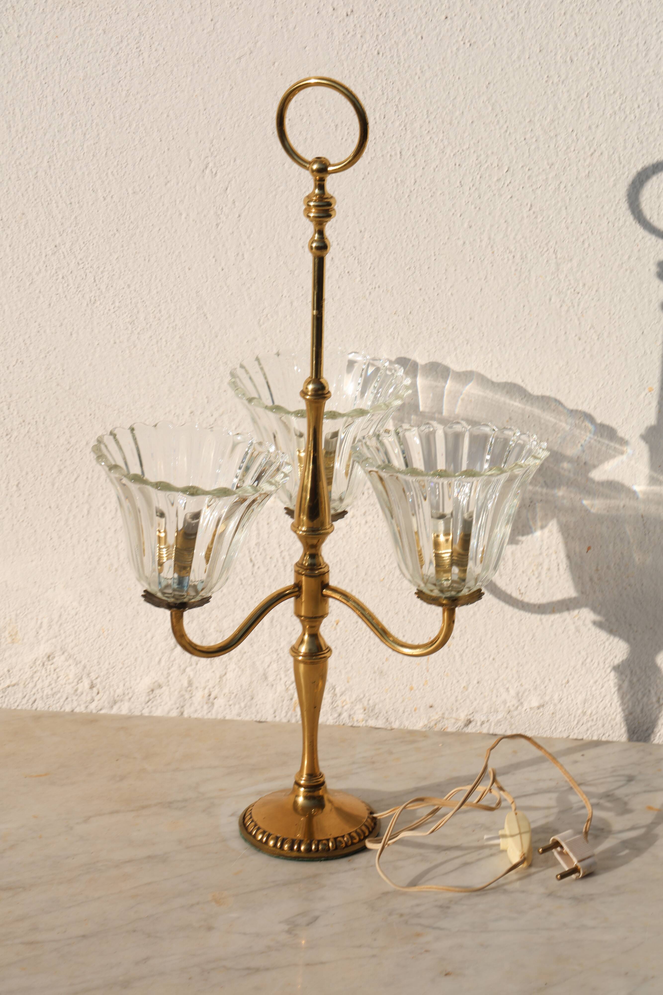 Large Size Art Decò Murano Glass Table Lamp, 1940