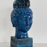 Aldo Londi for Bitossi Kwan Yin Buddha Rimini Blu, Italy, 1970s