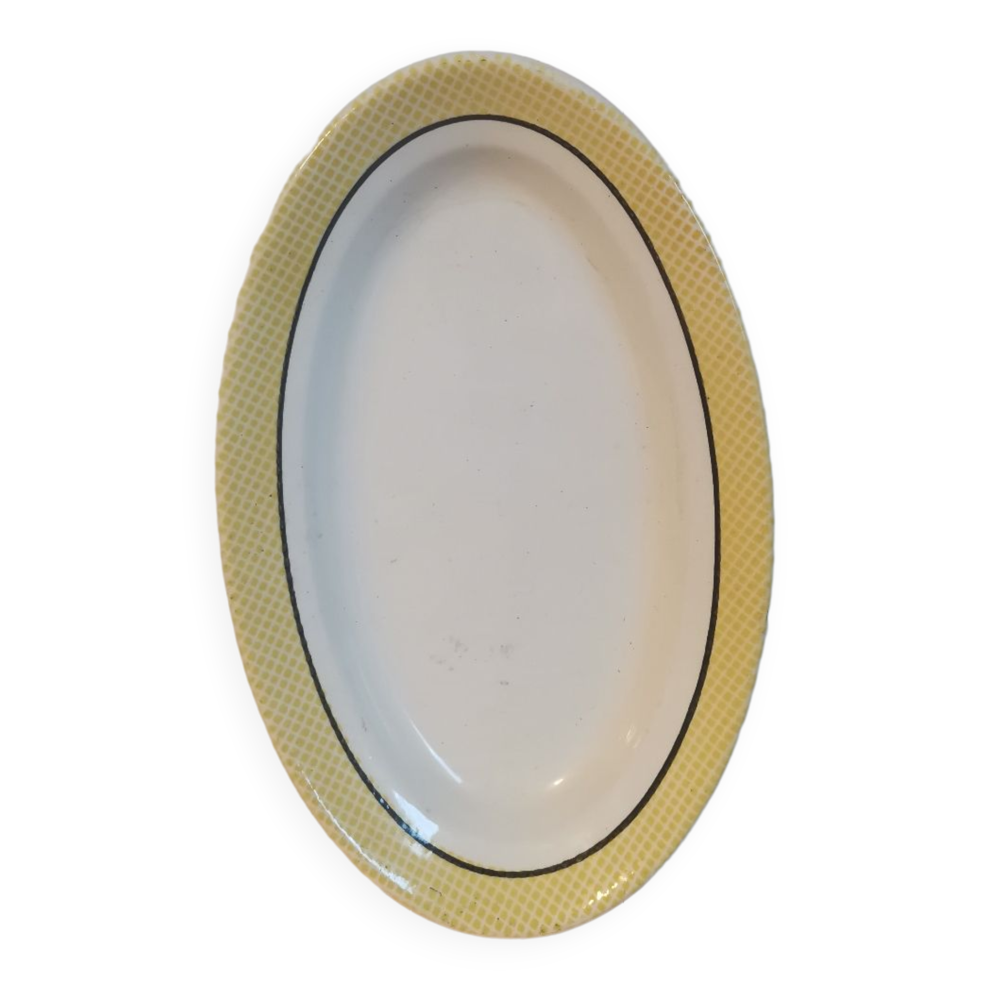 Oval plate ravier vintage salines France tiles chin yellow