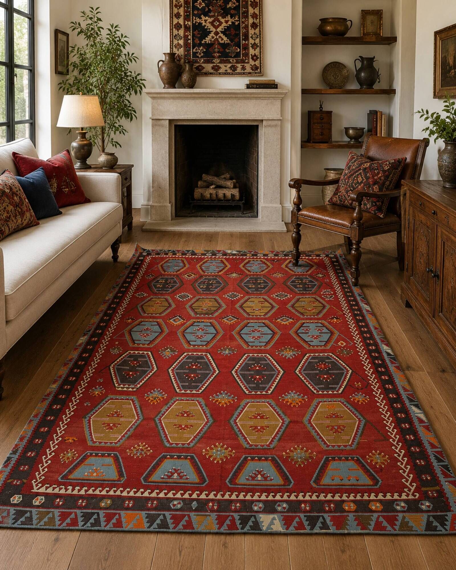 Rare Handmade Sarkishla Kilim Oriental Rug Antique Wool Turkish Kilim