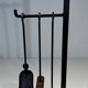 Modernist Fire Necessities in Steel and Brass with Hanging Tools, in the