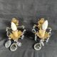 Pair of antique wall lamps - golden metal - grapevines - 1 lights