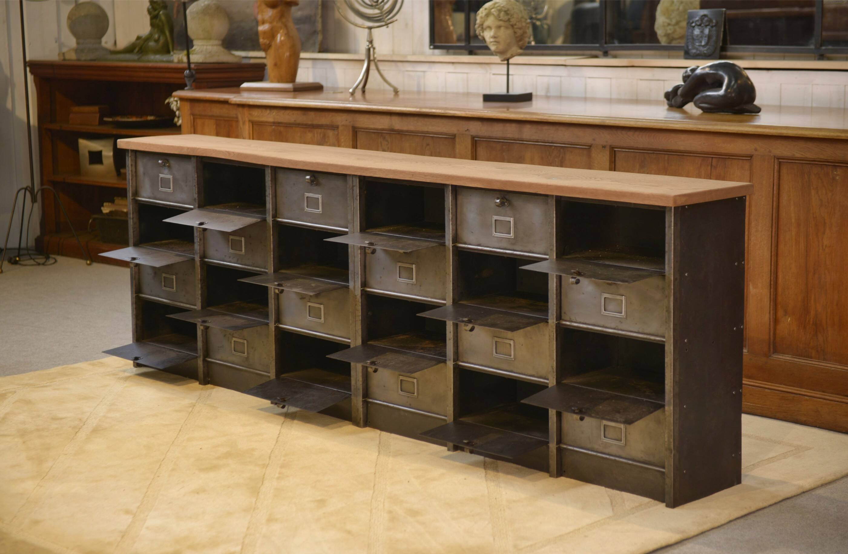 Strafor cabinet with flaps, 6 columns, oak top, 1950s.
