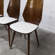 Set of 6 Baumann model 840 G2S chairs in varnished mahogany finish, 1963