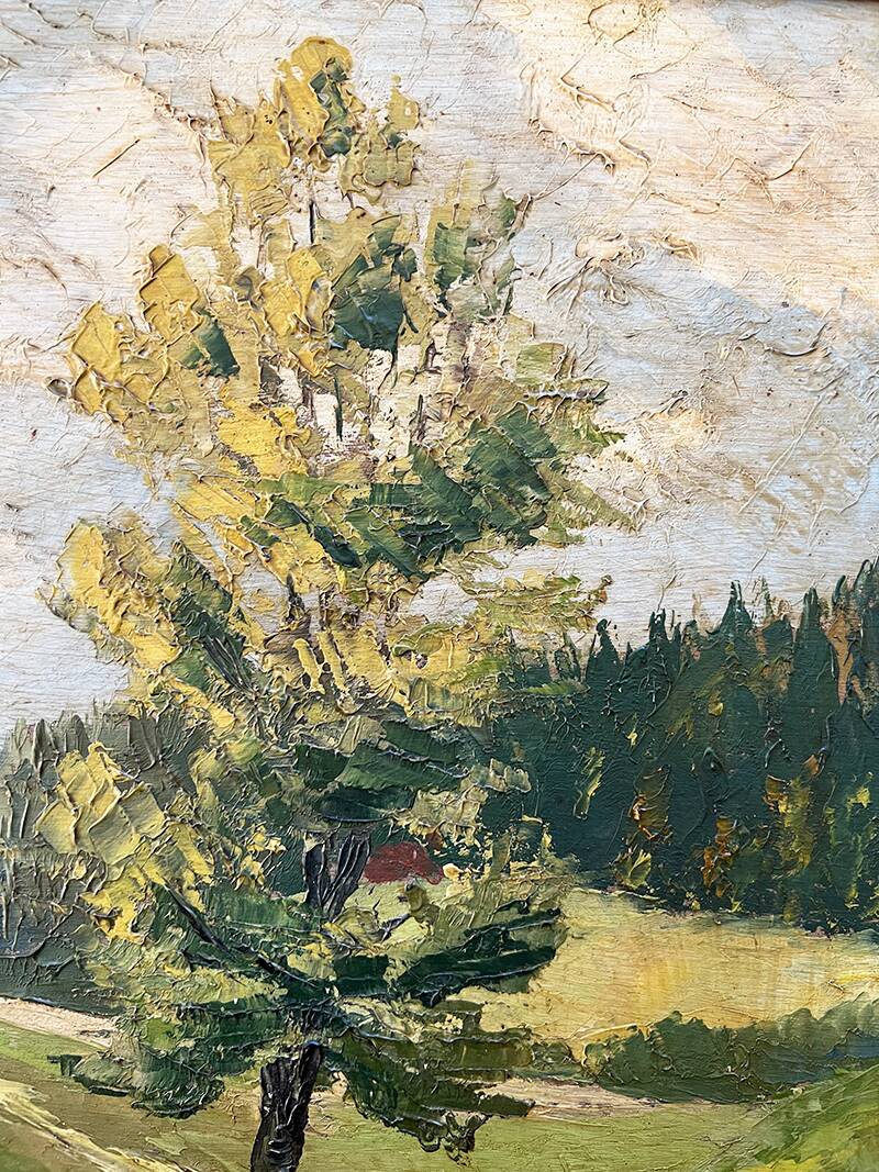 Painting "The Tree in the Valley", oil on panel, signed, 1936