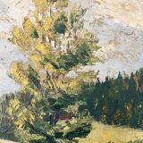 Painting "The Tree in the Valley", oil on panel, signed, 1936