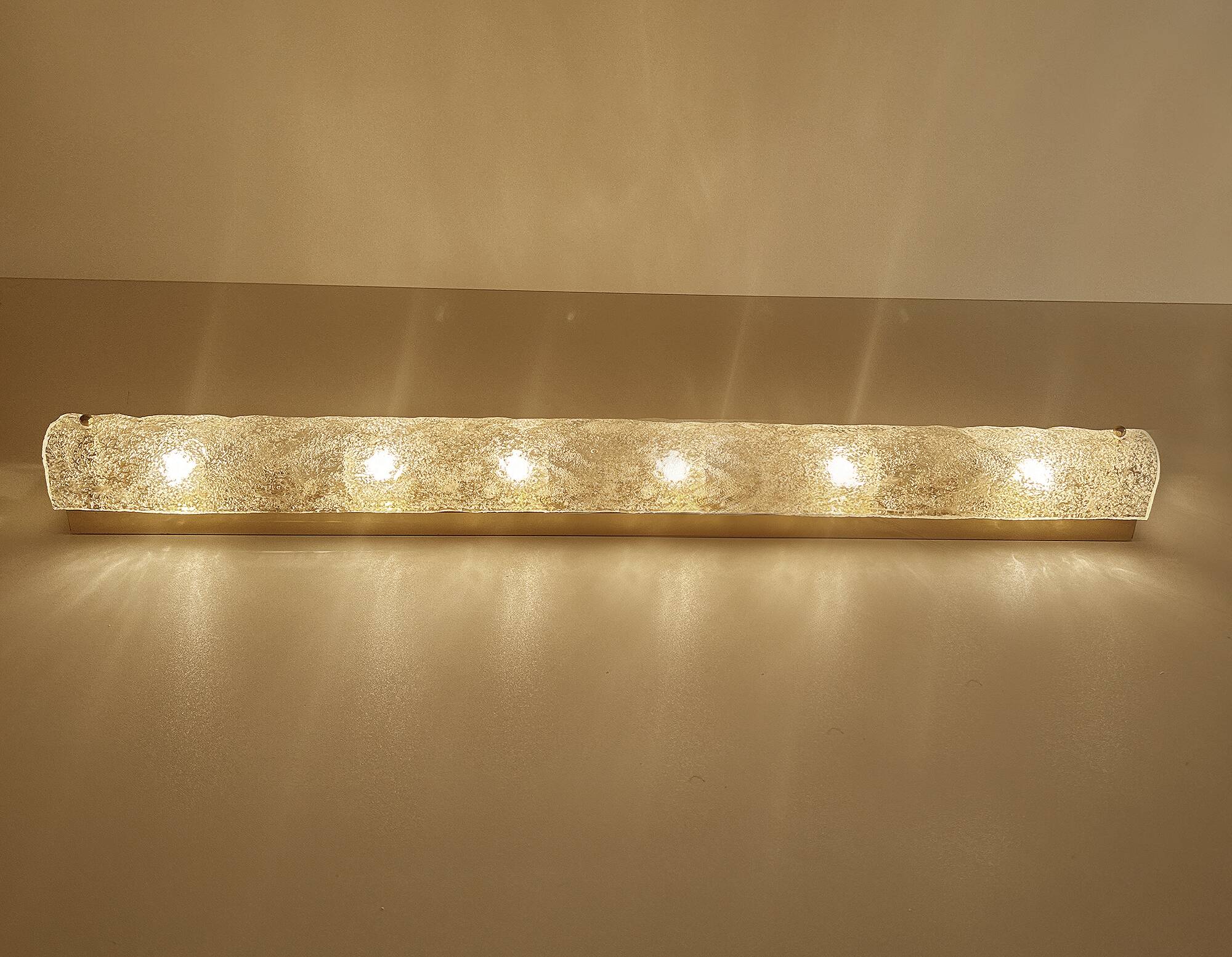 Large Vintage Murano Glass Brass Wall Lamp