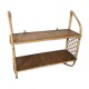 Rattan & oak vintage wall shelf 60's Louis Sognot