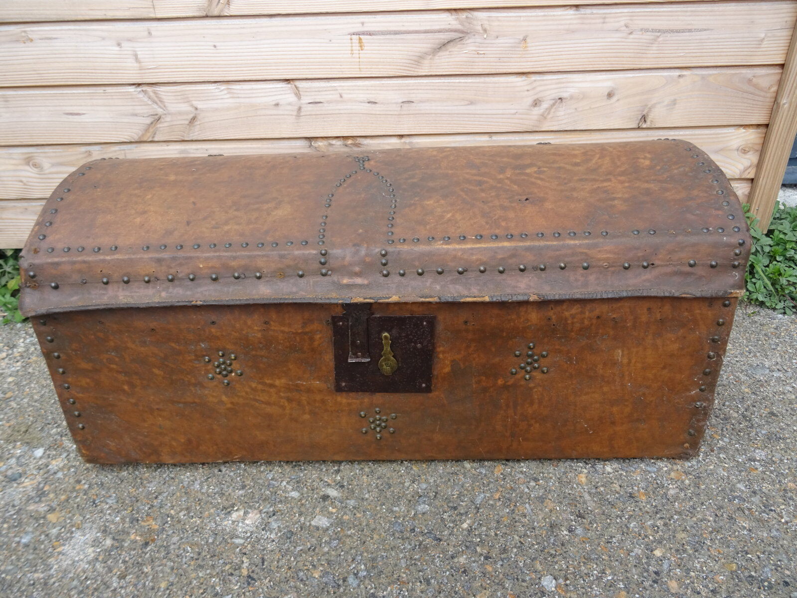 19th-century leather trunk