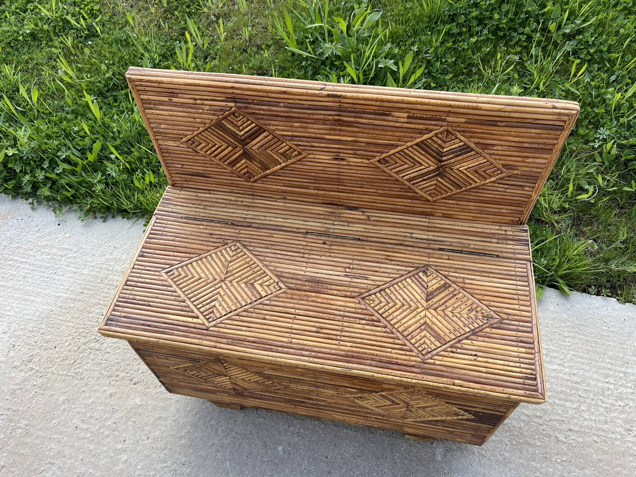 Rattan marquetry chest from the 60s