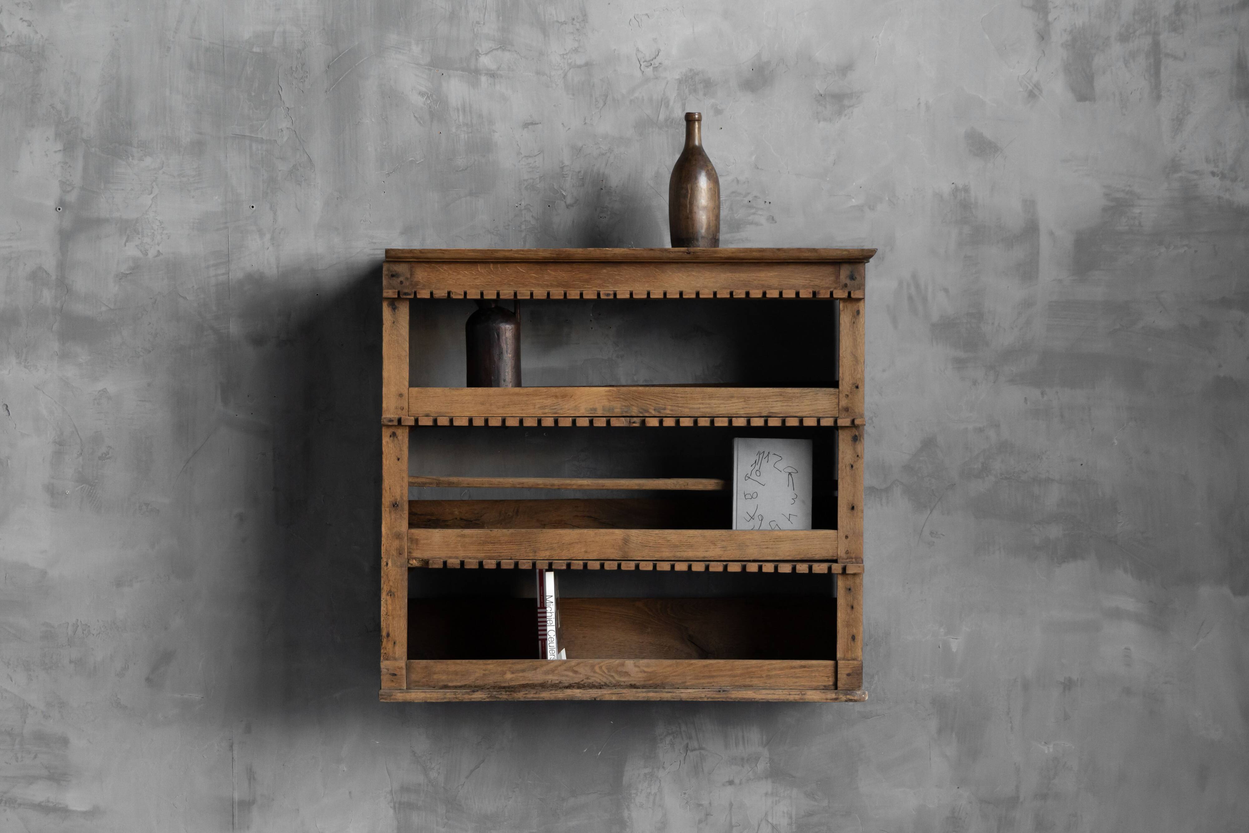 Rustic art populaire wall-mounted shelf, France, 19th century