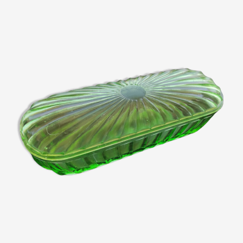 . toothbrush box in transparent ouraline glass old.