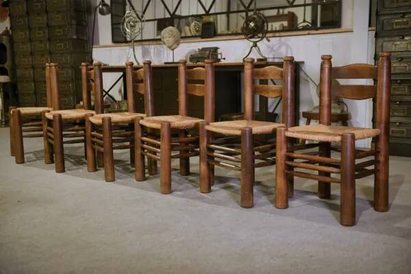 Ensemble de 6 chaises attribuées à Charles Dudouyt 1950’s