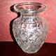 Bohemian crystal baluster vase - richly carved decoration engraved with clover