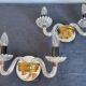 Pair of vintage glass/mirror two-arm wall lights