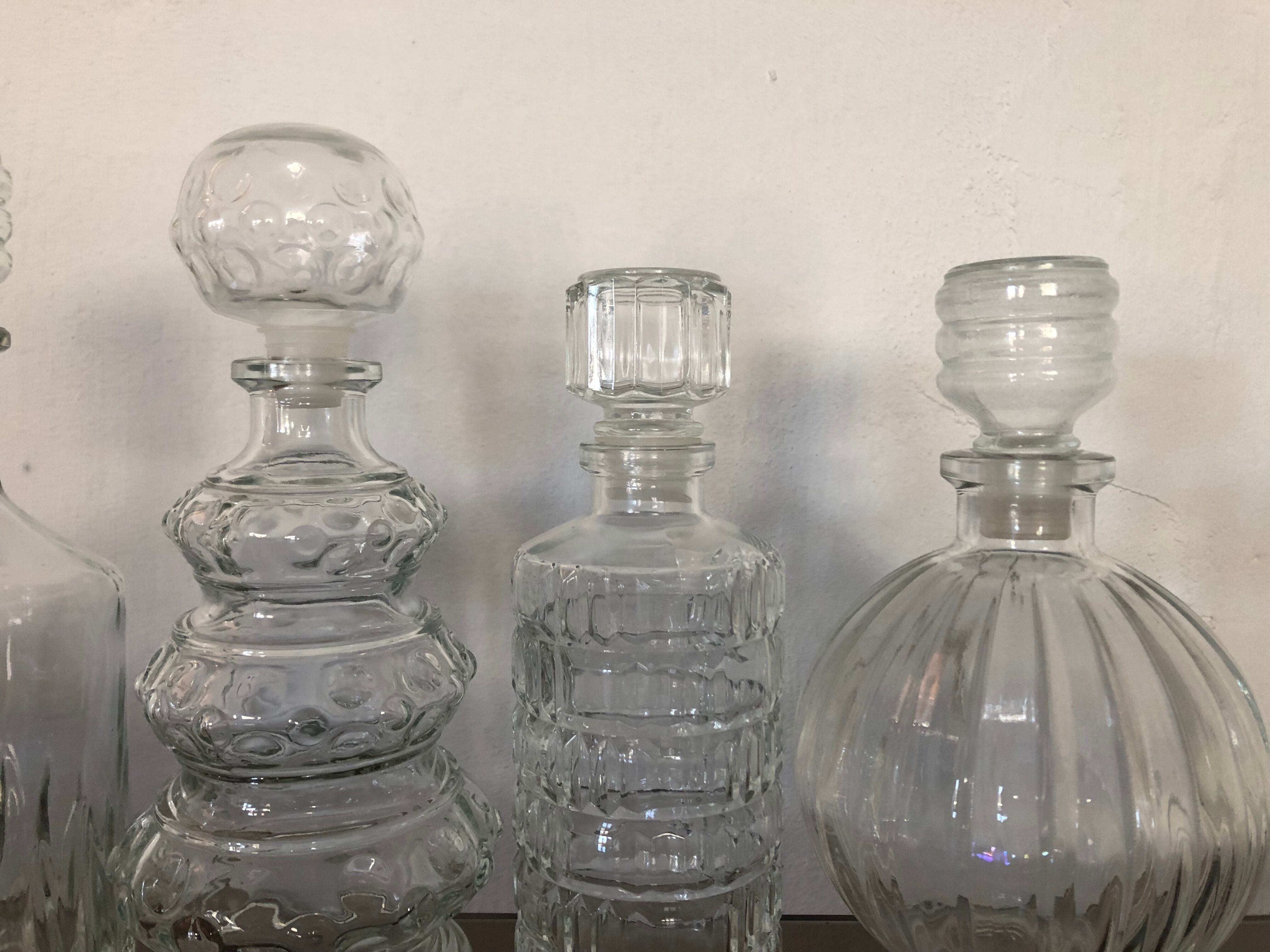 Lot 4 vintage decanters mismatched