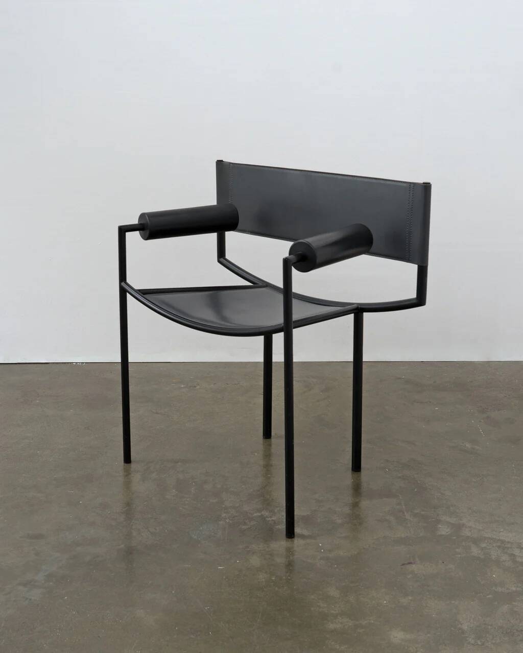 Postmodern leather and steel chair, c.1980