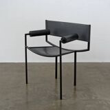 Postmodern leather and steel chair, c.1980