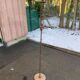 Vintage articulated floor lamp in gilded bronze and solid wood 1950.