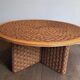 Large Round Coffee Table in Rope and Wood, in the Style of Audoux-Minet, Fra