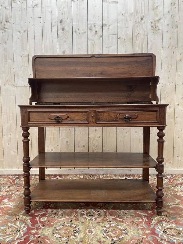 Console époque Napoléon III en noyer et marbre blanc