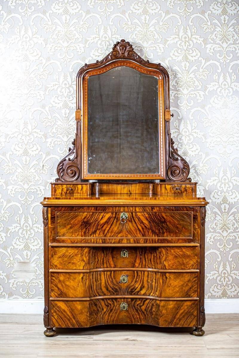 Antique Two-Part Dresser with Mirror, 1890s