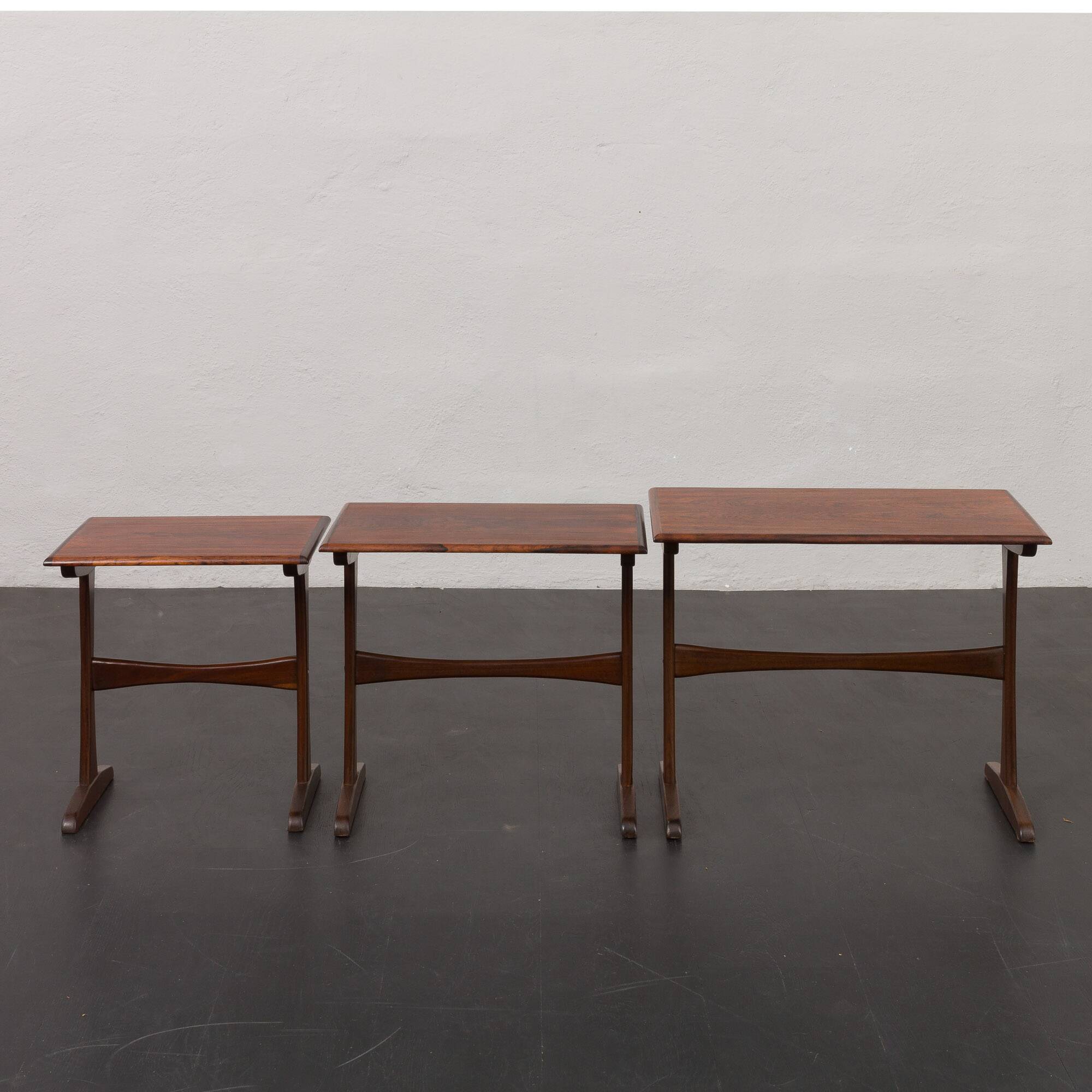 Kai Kristiansen rosewood nesting tables for Vildbjerg Möbelfabrik, Denmark