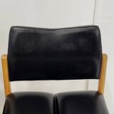 Pierre guariche: vintage 1970 chairs in black skai & beech 70s 19