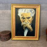 Peinture portrait docteur a.schweitzer