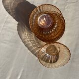 8 orange iridescent glass cups