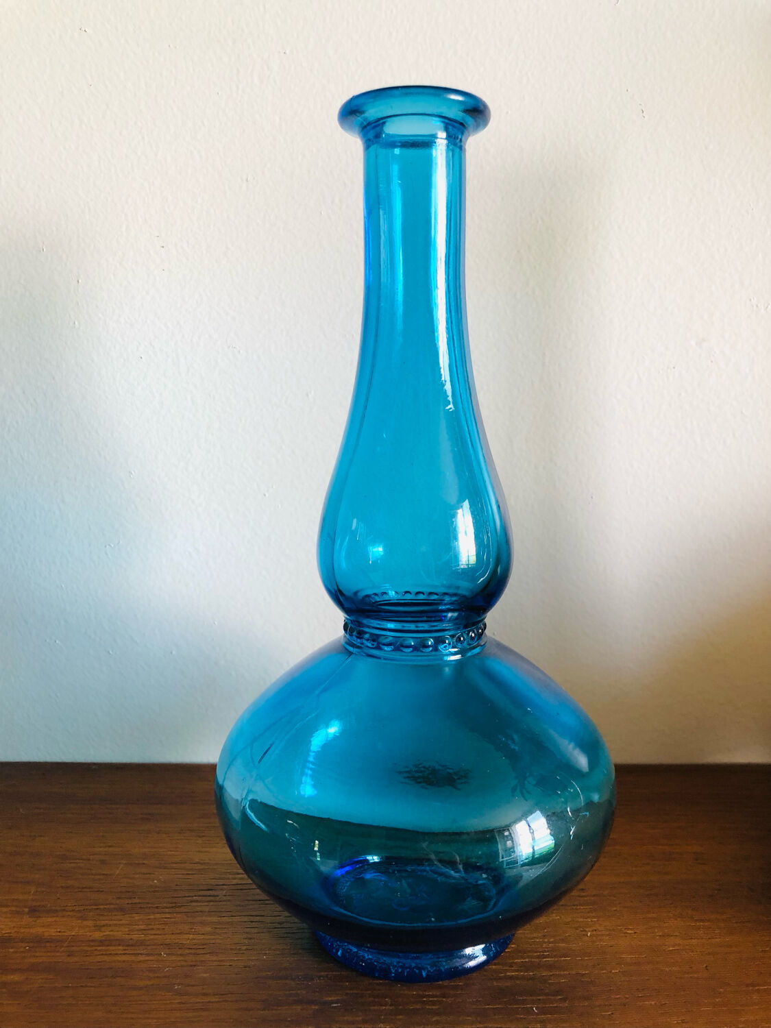 Vintage glass decanter space age turquoise