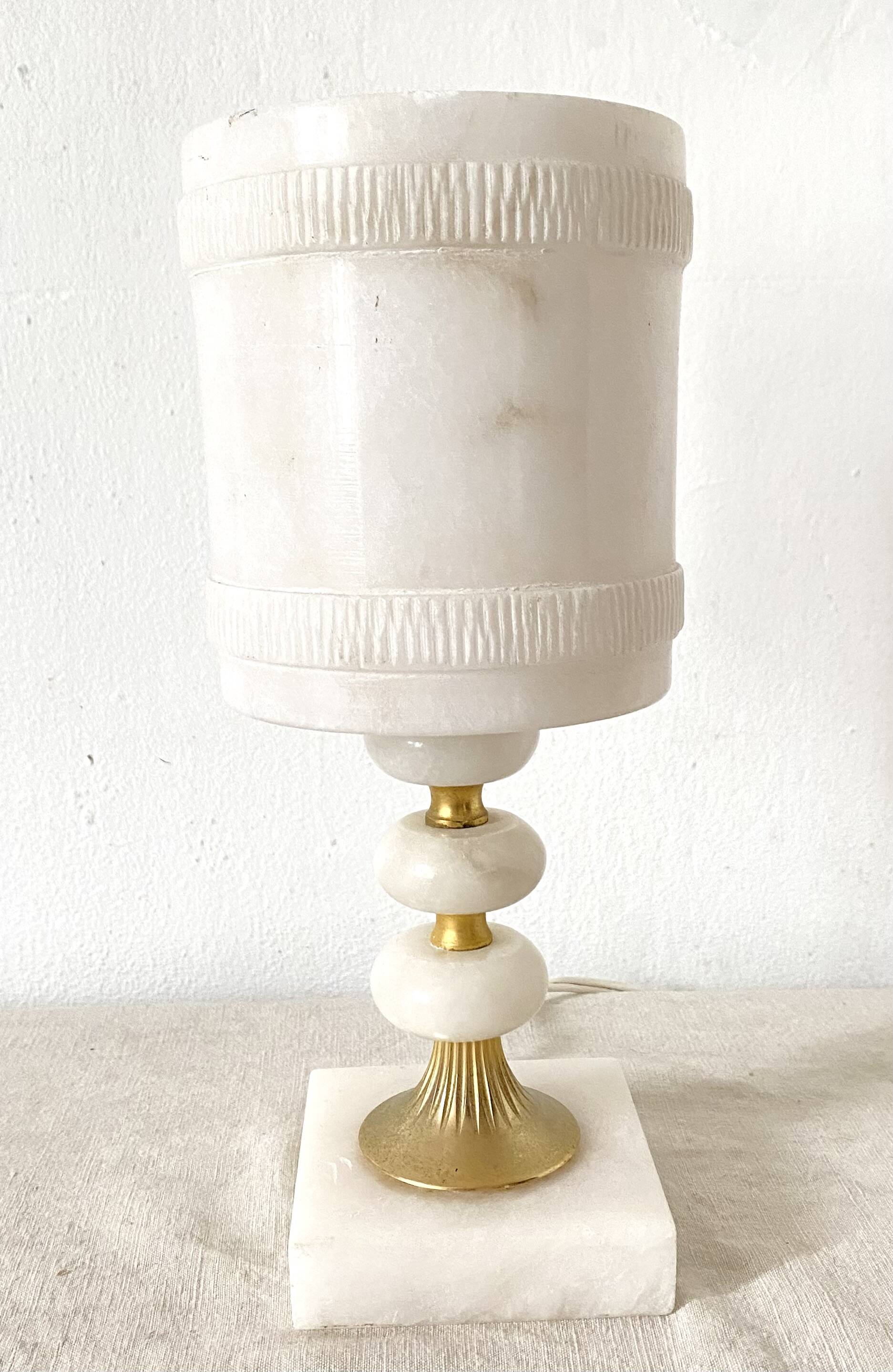 Vintage lamp in alabaster and golden brass