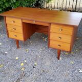 Scandinavian style mahogany 60s desk 7 drawers