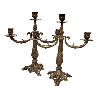 Pair of tripod candlesticks