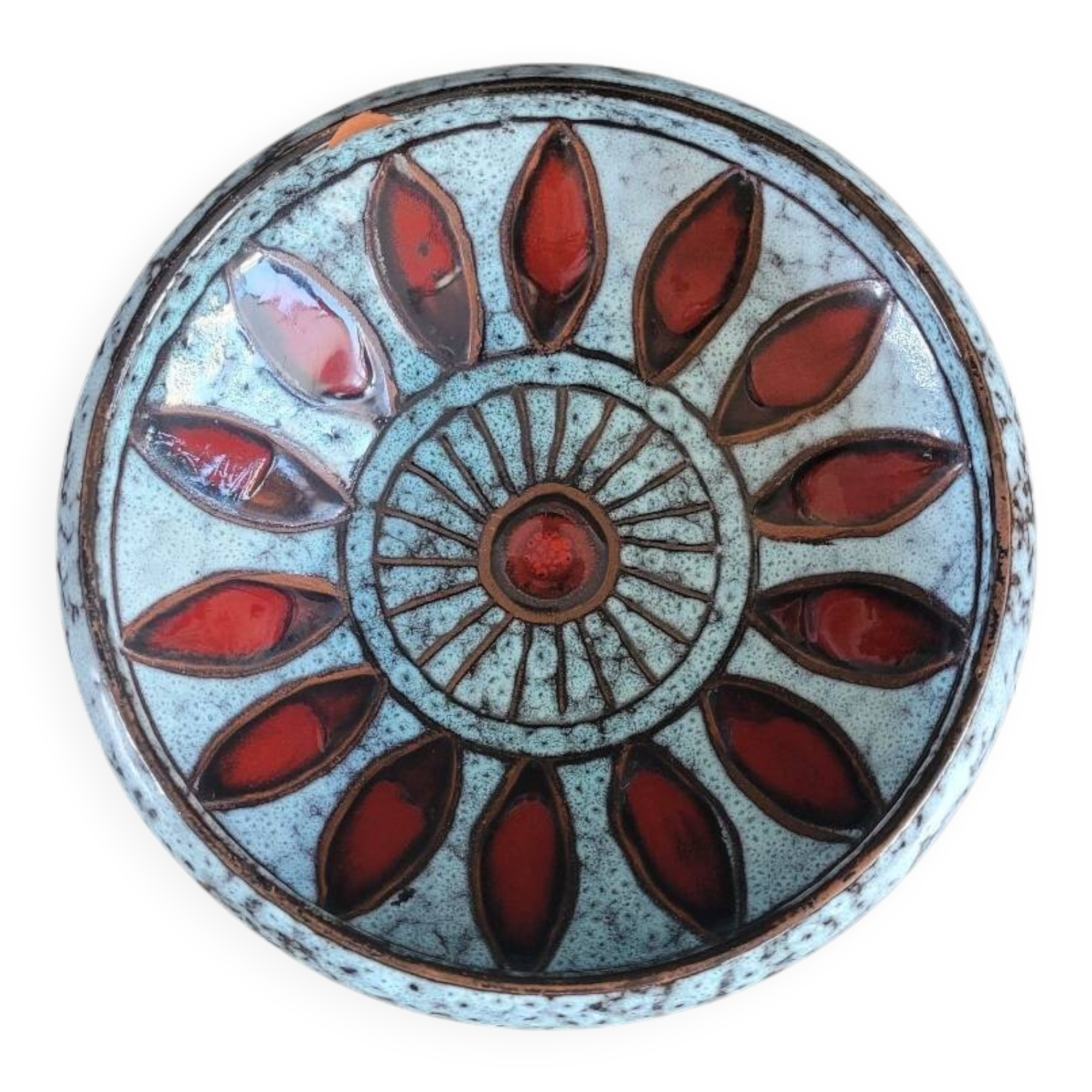 Glazed ceramic bowl signed Hôpital Cantonal Genève 1969