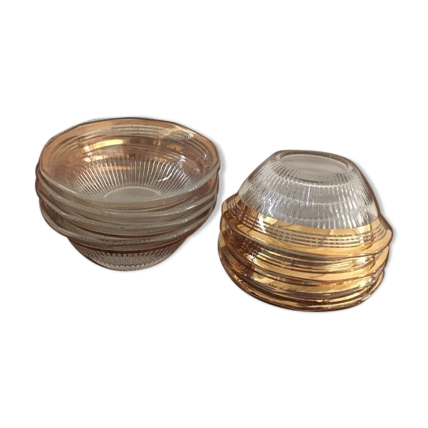 Fluted glass cups lined with gold 60