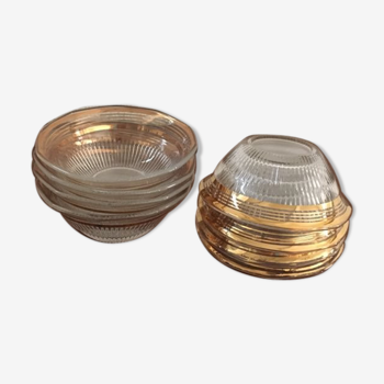 Fluted glass cups lined with gold 60