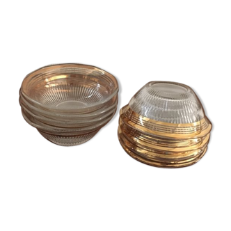 Fluted glass cups lined with gold 60