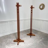 Pair of 1970s coat racks in solid elm